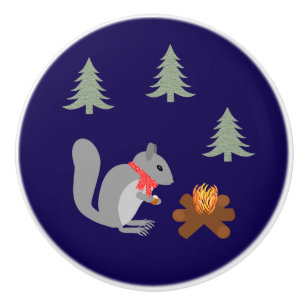 Weihnachtsseichhörnchen Roastnüsse auf Log Fire Keramikknauf