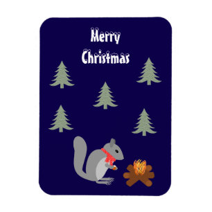 Weihnachtsseichhörnchen Roastnüsse auf Log Fire Magnet