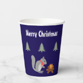 Weihnachtsseichhörnchen Roastnüsse auf Log Fire Pappbecher (Rückseite)