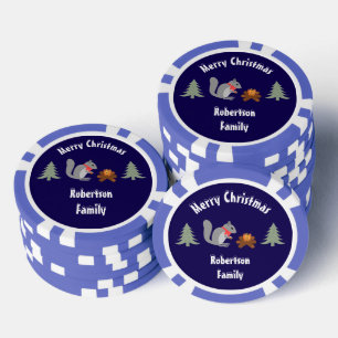 Weihnachtsseichhörnchen Roastnüsse auf Log Fire Pokerchips