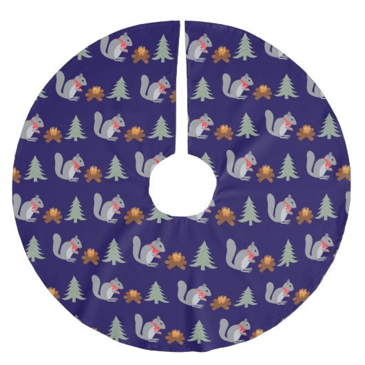 Weihnachtsseichhörnchen Roastnüsse auf Log Fire Polyester Weihnachtsbaumdecke (Vorderseite)