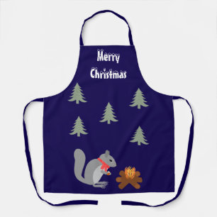 Weihnachtsseichhörnchen Roastnüsse auf Log Fire Schürze