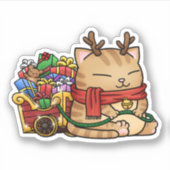 Weihnachtssenkatze Aufkleber (Vorderseite)