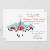 Weihnachtsservice mit einer Winterkirchenszene Einladung (Vorne/Hinten)