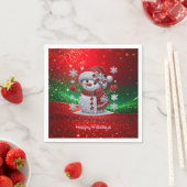 Weihnachtsserviette mit Strass-Schneemann Serviette (Beispiel)