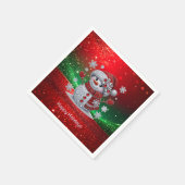 Weihnachtsserviette mit Strass-Schneemann Serviette (Ecke)