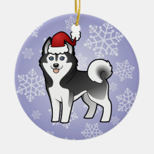 Weihnachtssibirischer Husky/alaskischer Malamute Keramik Ornament