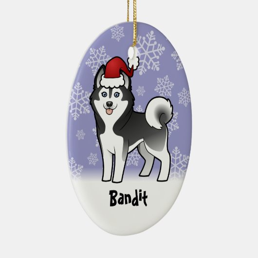 Weihnachtssibirischer Husky/alaskischer Malamute Keramikornament (Rechts)