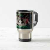 Weihnachtssibirischer Schlittenhund-Welpen-Tasse Reisebecher (VorderseiteRechts)