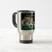 Weihnachtssibirischer Schlittenhund-Welpen-Tasse Reisebecher (Vorderseite Links)
