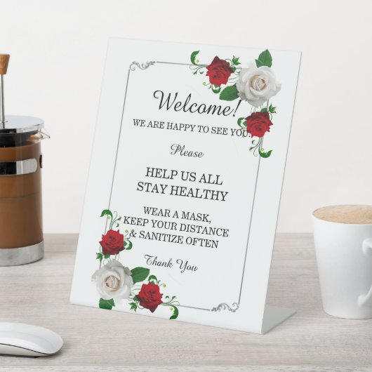 Weihnachtssicherheitsmaßnahme für Rot und Weiße Ro Sockelschild (In SItu)