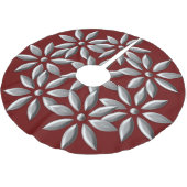 Weihnachtssilber-Blume Pattern Marron Polyester Weihnachtsbaumdecke (Schrägansicht)