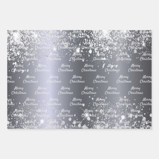Weihnachtssilber-Glitzer Geschenkpapier Set (Vorderseite)