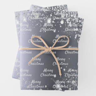 Weihnachtssilber-Glitzer Geschenkpapier Set