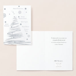 Weihnachtssilber Rustikaler Baum Handgezeichnet Folienkarte