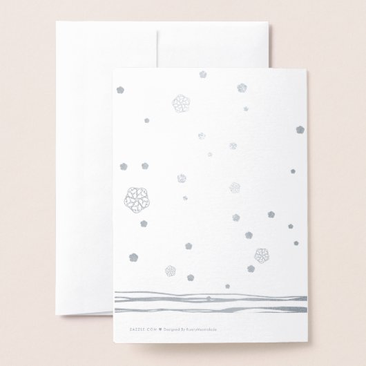 Weihnachtssilber Rustikaler Baum Handgezeichnet Folienkarte (Rückseite mit Umschlag)