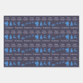 Weihnachtssilhouette-Wrap-Papier in Blau Geschenkpapier Set (Vorderseite 3)