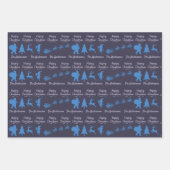 Weihnachtssilhouette-Wrap-Papier in Blau Geschenkpapier Set (Vorderseite 2)