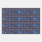 Weihnachtssilhouette-Wrap-Papier in Blau Geschenkpapier Set (Vorderseite)