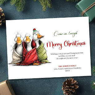 Weihnachtssilvester Gänse Skurrile Spielerei Grußk Feiertagskarte