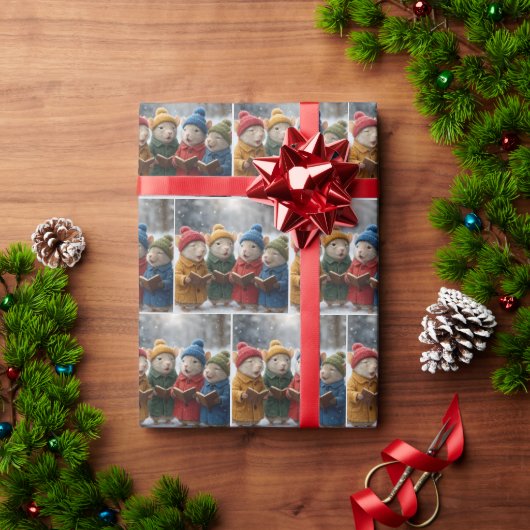 Weihnachtssingen der Mäuse im Schnee Geschenkpapier (Feiertagsgeschenk)
