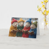 Weihnachtssingen der Mäuse im Schnee Karte (Gelbe Blume)