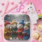 Weihnachtssingen der Mäuse im Schnee Pappteller (Party)