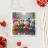Weihnachtssingen der Mäuse im Schnee Serviette (Beispiel)