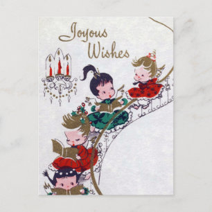 Weihnachtssingende retro Vintage Engel Postkarte