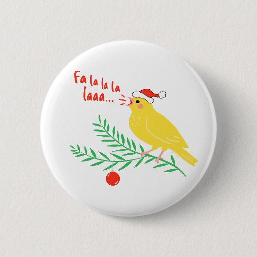Weihnachtssingender Kanarienvogel Button (Vorderseite)