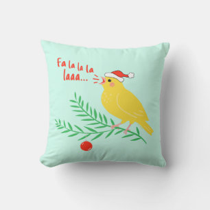 Weihnachtssingender Kanarienvogel Kissen