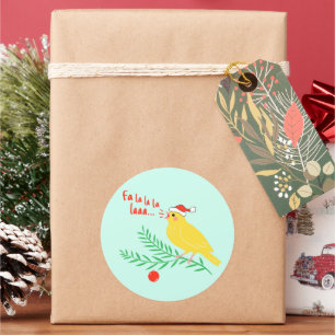 Weihnachtssingender Kanarienvogel Runder Aufkleber