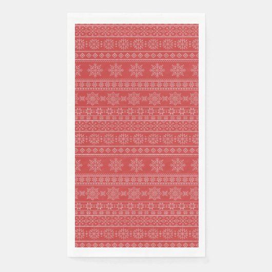 Weihnachtsskandinavien Strickmode aus rot-weißem S Serviette (Vorderseite)