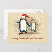 WeihnachtsSkatenPenguins Feiertagspostkarte (Vorne/Hinten)