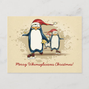 WeihnachtsSkatenPenguins Feiertagspostkarte