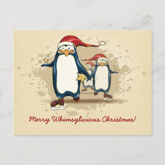 WeihnachtsSkatenPenguins Feiertagspostkarte (Vorderseite)