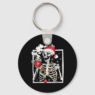 Weihnachtsskelett mit lächelndem Totenkopf beim Tr Schlüsselanhänger