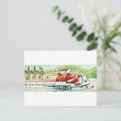 Weihnachtsski Santa Snowmobile Ski Feiertagspostkarte (Stehend Vorderseite)