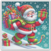 Weihnachtsskifahren und Geschenke liefern Aufkleber (Vorderseite)