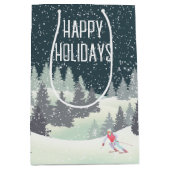 Weihnachtsskifahrer in den Winterferien Mittlere Geschenktüte (Vorderseite)