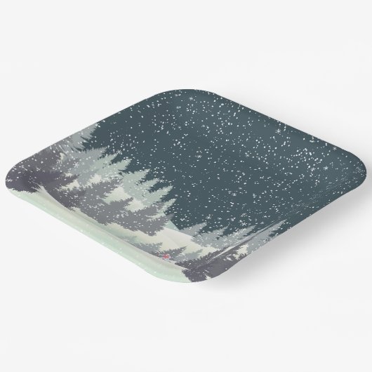 Weihnachtsskifahrer in den Winterferien Pappteller (Gewinkelt)