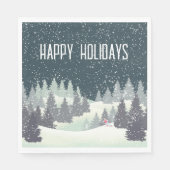 Weihnachtsskifahrer in den Winterferien Serviette (Vorderseite)