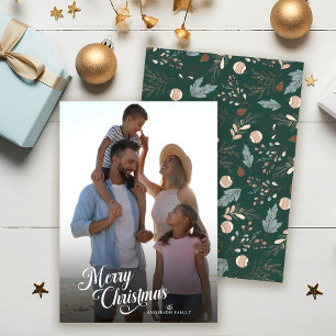 Weihnachtsskript Vollfoto Boho Grün Feiertagskarte