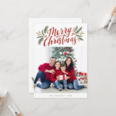 Weihnachtsskripte und Grüntöne Feiertage Multi-Fot Karte (Vorderseite/Rückseite Beispiel)