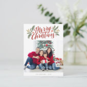 Weihnachtsskripte und Grüntöne Feiertage Multi-Fot Postkarte (Stehend Vorderseite)