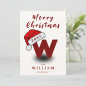 Weihnachtsskriptfamilie Monogram Non Foto Feiertagskarte (Stehend Vorderseite)