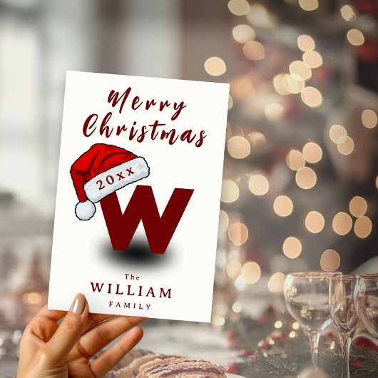 Weihnachtsskriptfamilie Monogram Non Foto Feiertagskarte