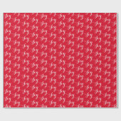 Weihnachtsskripttypografie Joy Pattern Red White Geschenkpapier (Flach)