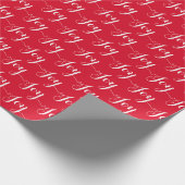 Weihnachtsskripttypografie Joy Pattern Red White Geschenkpapier (Ecke)