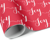 Weihnachtsskripttypografie Joy Pattern Red White Geschenkpapier (Rolleneckpunkt)